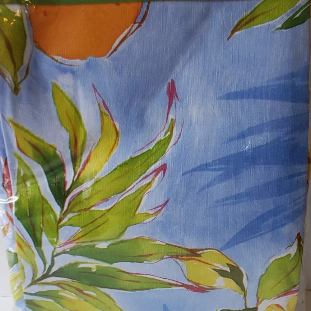 Blue Floral Print Tablecloth 60 X 84